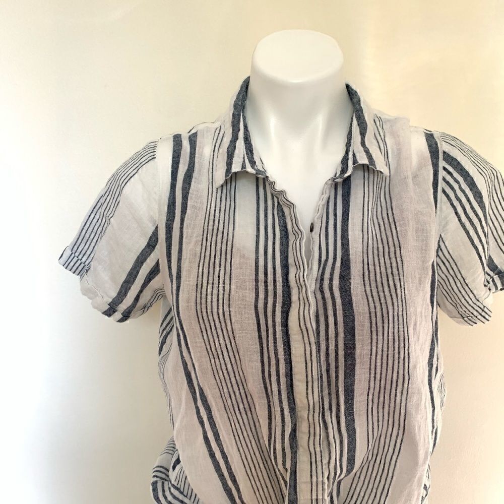 Universal Thread Linen Striped Knot Front Tee - Picture 4 of 8